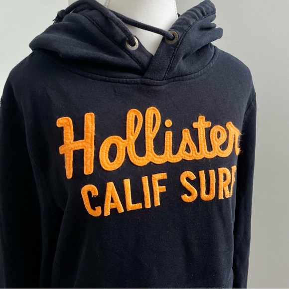 Y2K Hollister Spellout Hoodie Black and Orange Size Large - Picture 7 of 8